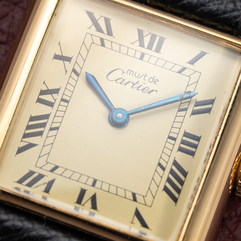 Cartier Must de Tank Vermeil Lemon Roman GM 1980s