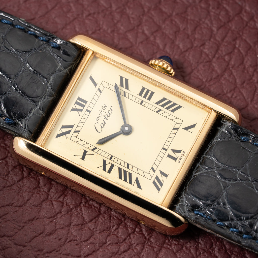 Cartier Must de Tank Vermeil Lemon Roman GM 1980s