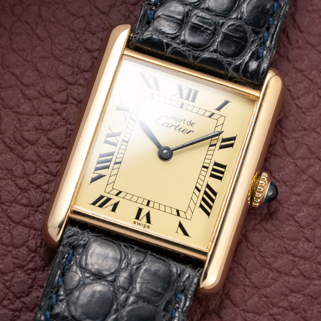 Cartier Must de Tank Vermeil Lemon Roman GM 1980s