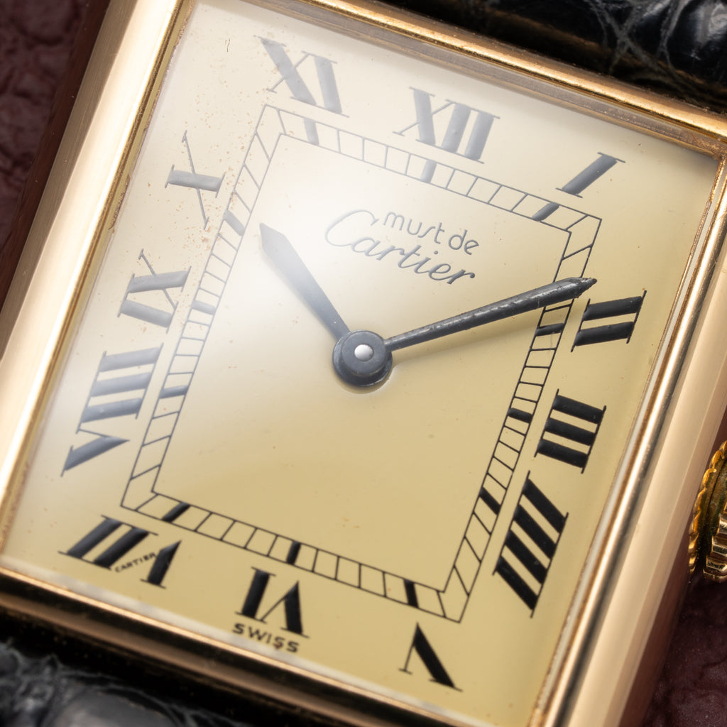 Cartier Must de Tank Vermeil Lemon Roman GM 1980s