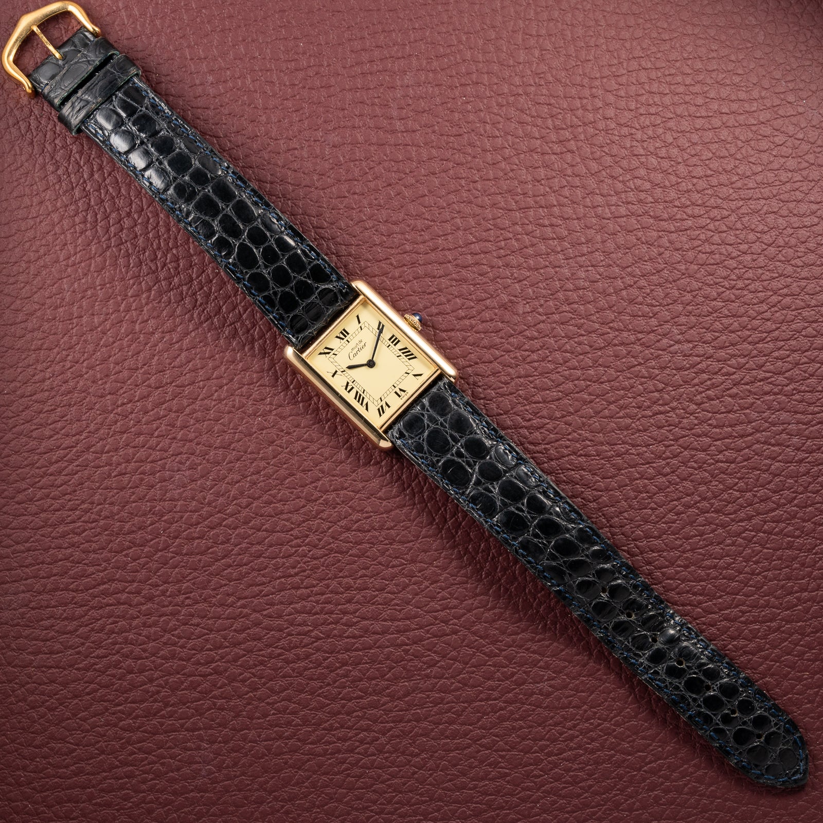Cartier Must de Tank Vermeil Lemon Roman GM 1980s