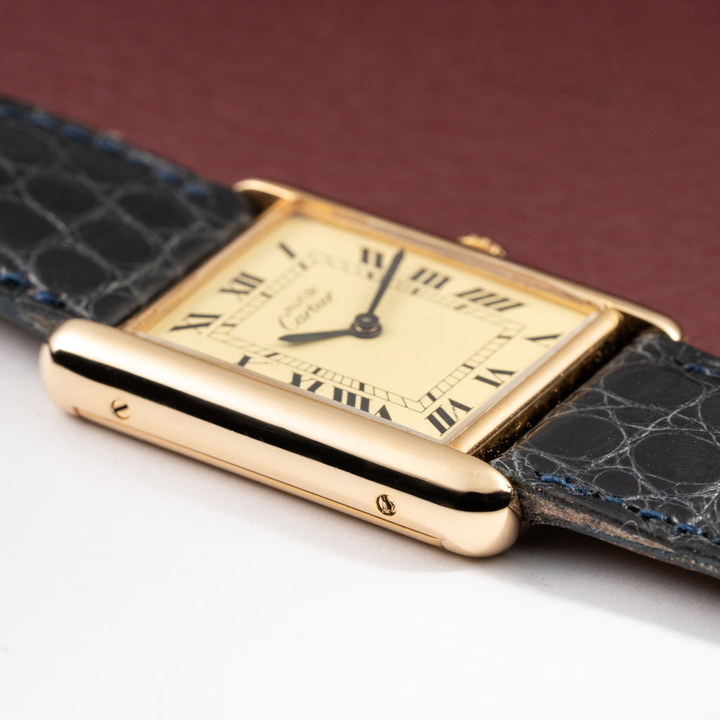 Cartier Must de Tank Vermeil Lemon Roman GM 1980s