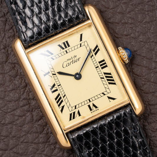 Cartier Tank Must de Vermeil Lemon Roman GM from 1980s