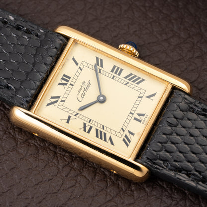 Cartier Tank Must de Vermeil Lemon Roman GM from 1980s