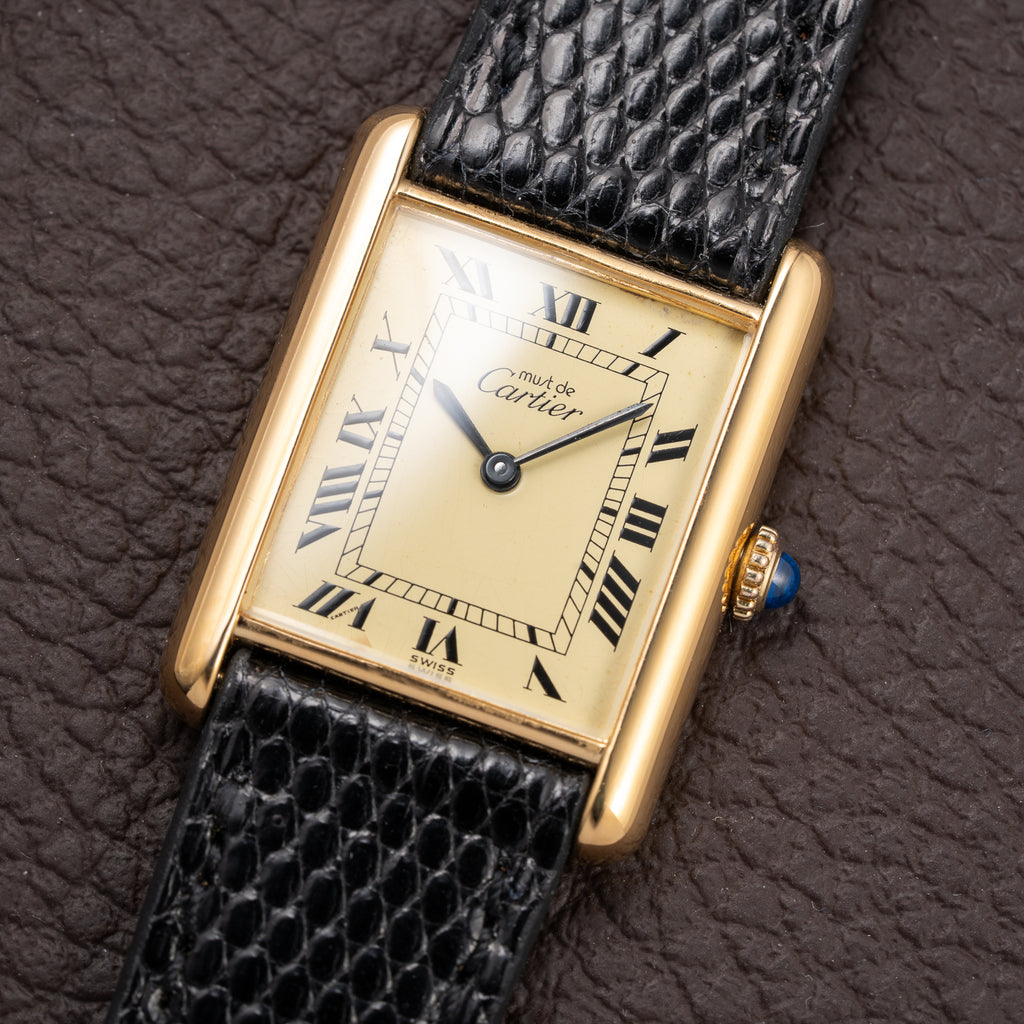 Cartier Tank Must de Vermeil Lemon Roman GM from 1980s