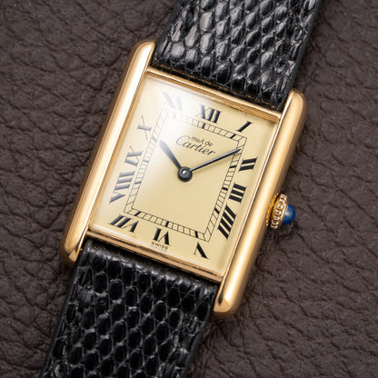 Cartier Tank Must de Vermeil Lemon Roman GM from 1980s