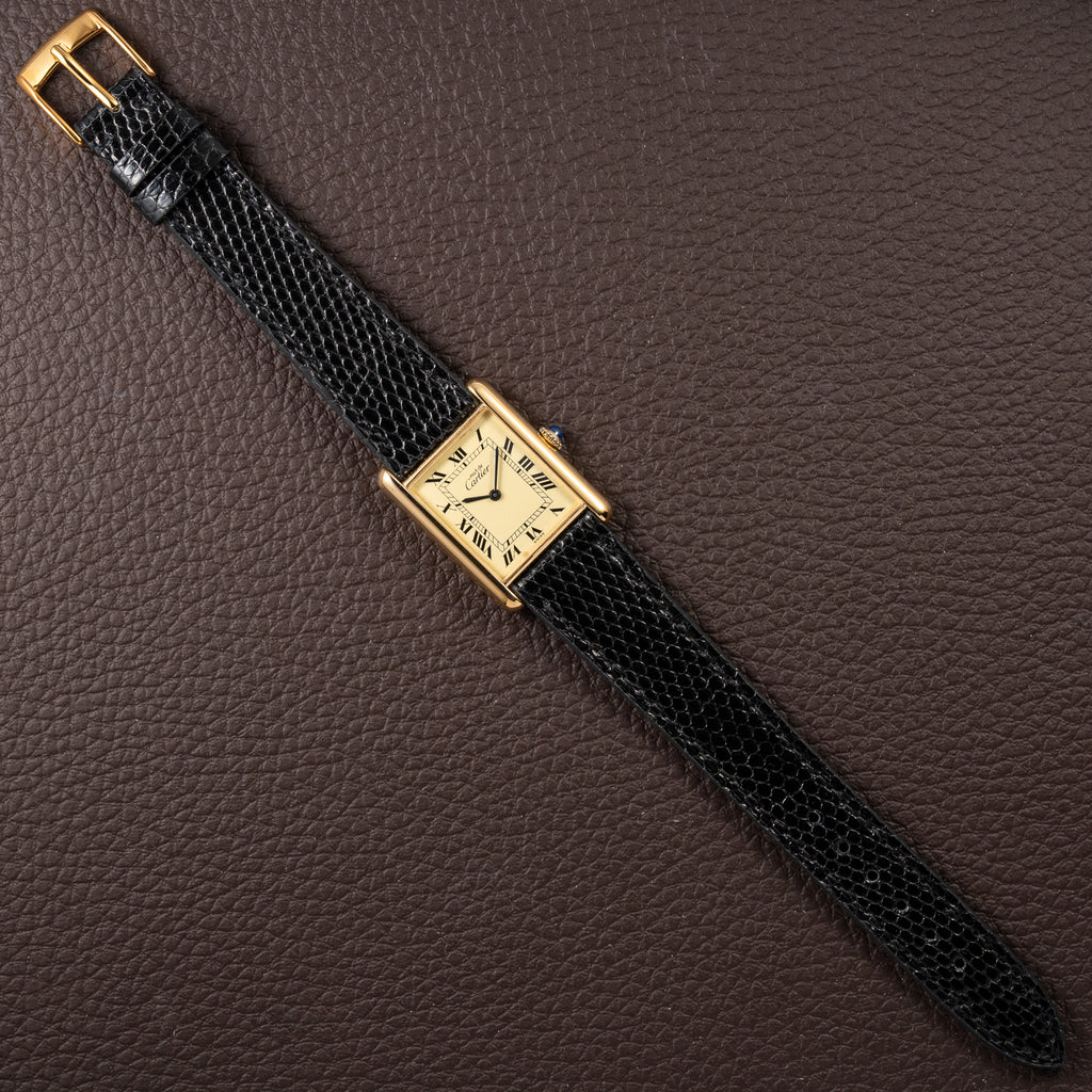 Cartier Tank Must de Vermeil Lemon Roman GM from 1980s