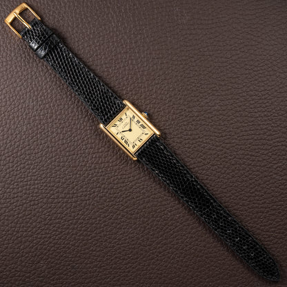 Cartier Tank Must de Vermeil Lemon Roman GM from 1980s