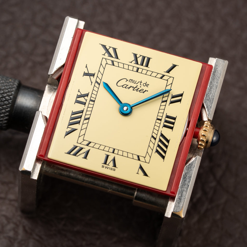 Cartier Tank Must de Vermeil Classic Roman Lemon Dial Ref 590005 from 1990s