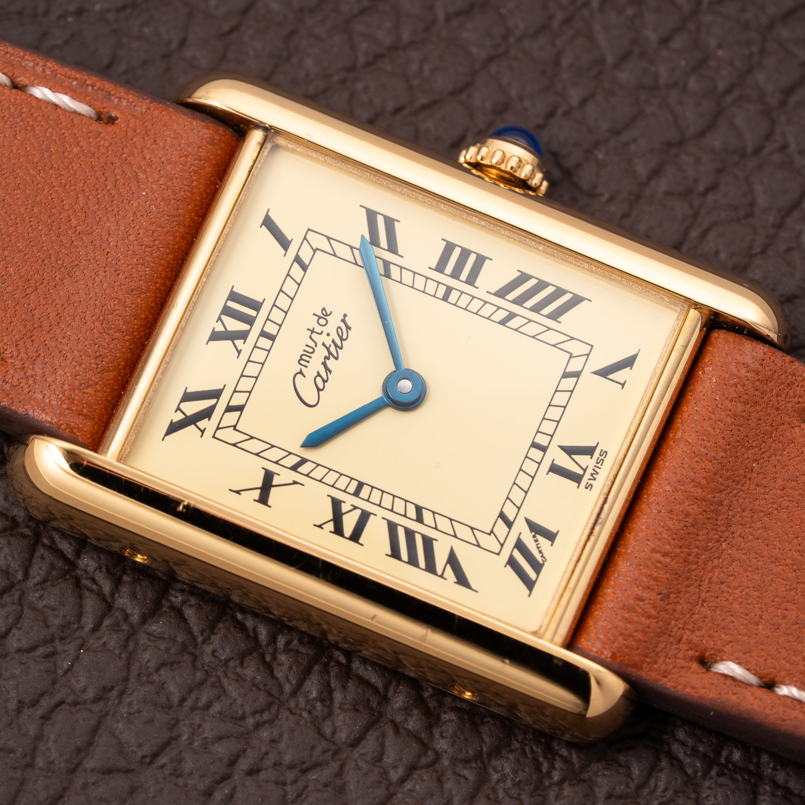 Cartier Tank Must de Vermeil Classic Roman Lemon Dial Ref 590005 from 1990s