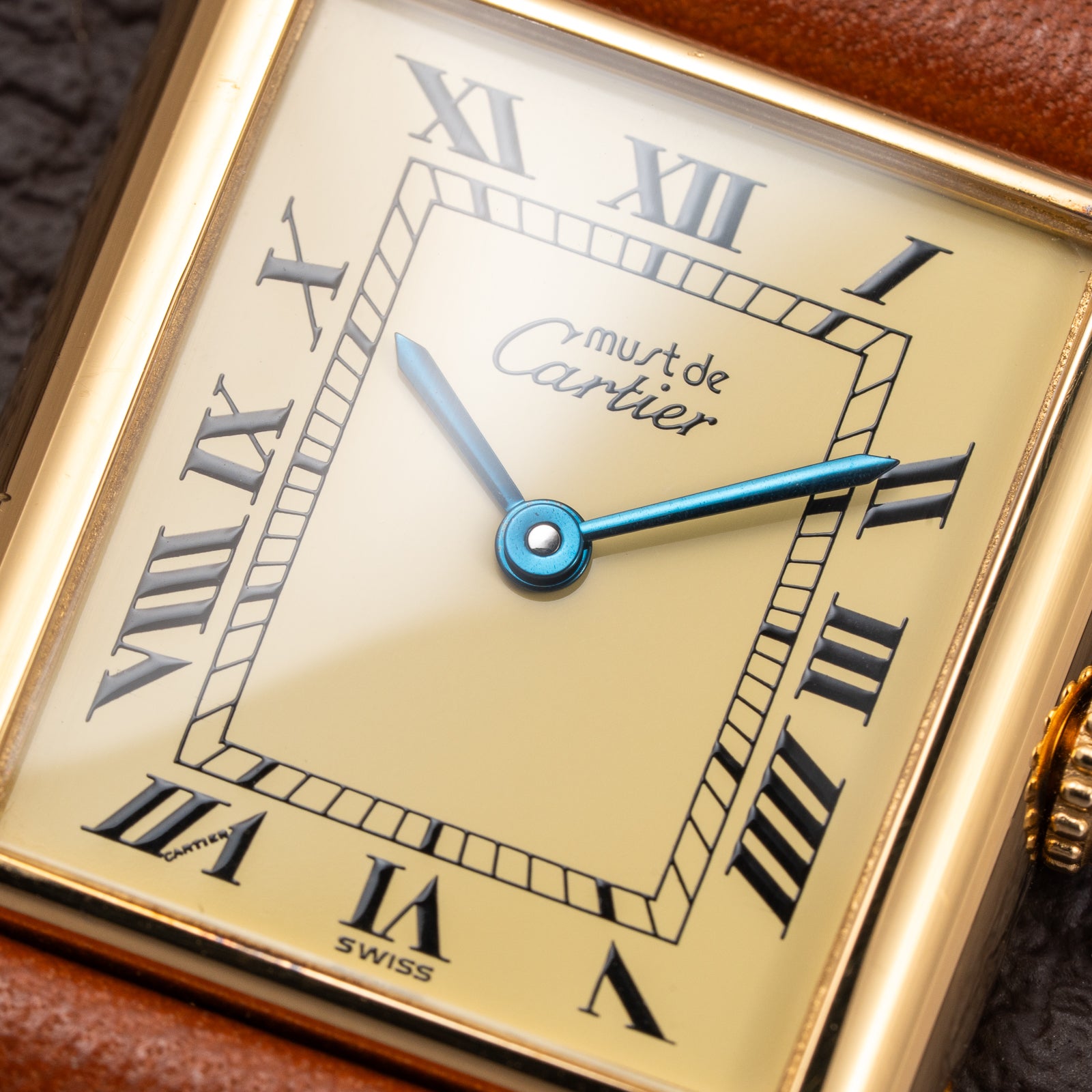 Cartier Tank Must de Vermeil Classic Roman Lemon Dial Ref 590005 from 1990s