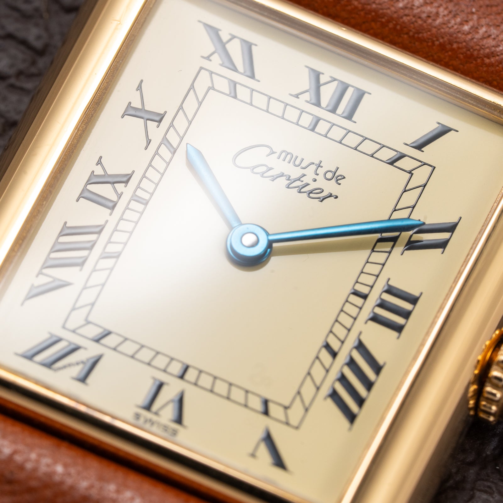 Cartier Tank Must de Vermeil Classic Roman Lemon Dial Ref 590005 from 1990s