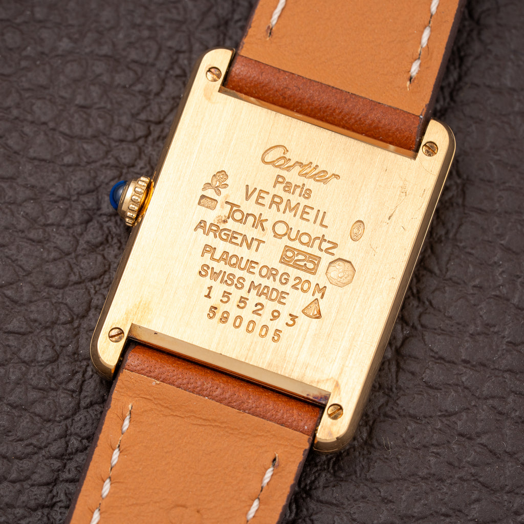 Cartier Tank Must de Vermeil Classic Roman Lemon Dial Ref 590005 from 1990s