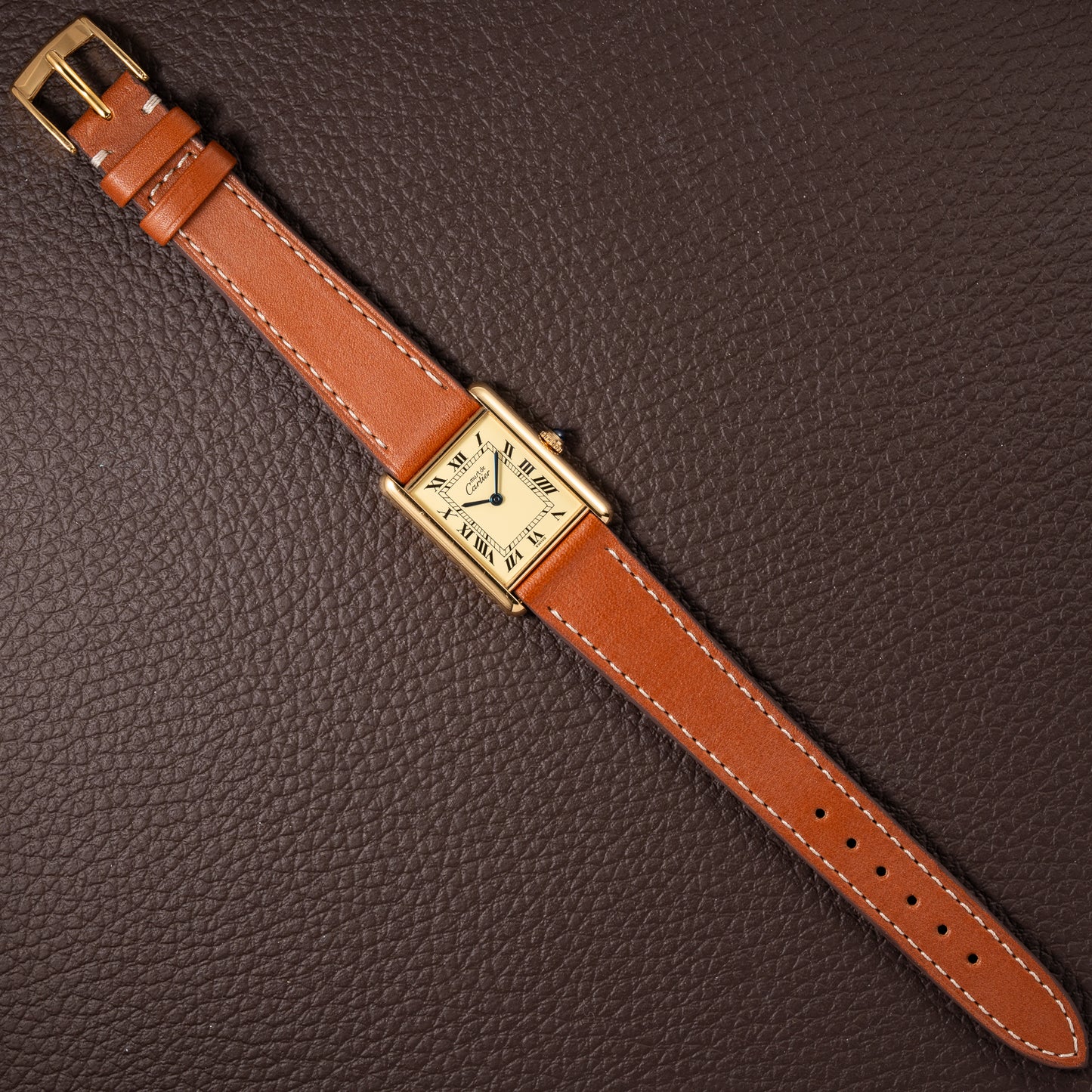Cartier Tank Must de Vermeil Classic Roman Lemon Dial Ref 590005 from 1990s