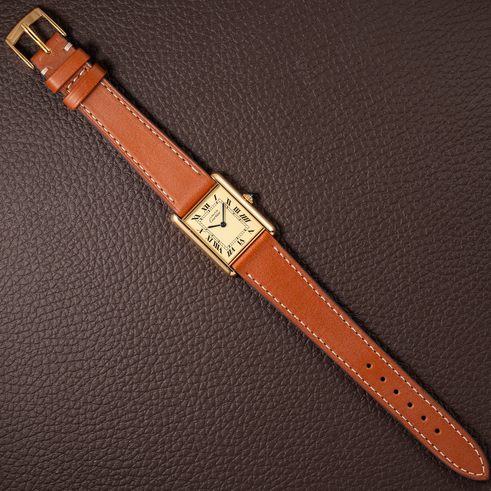 Cartier Tank Must de Vermeil Classic Roman Lemon Dial Ref 590005 from 1990s