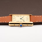Cartier Tank Must de Vermeil Classic Roman Lemon Dial Ref 590005 from 1990s
