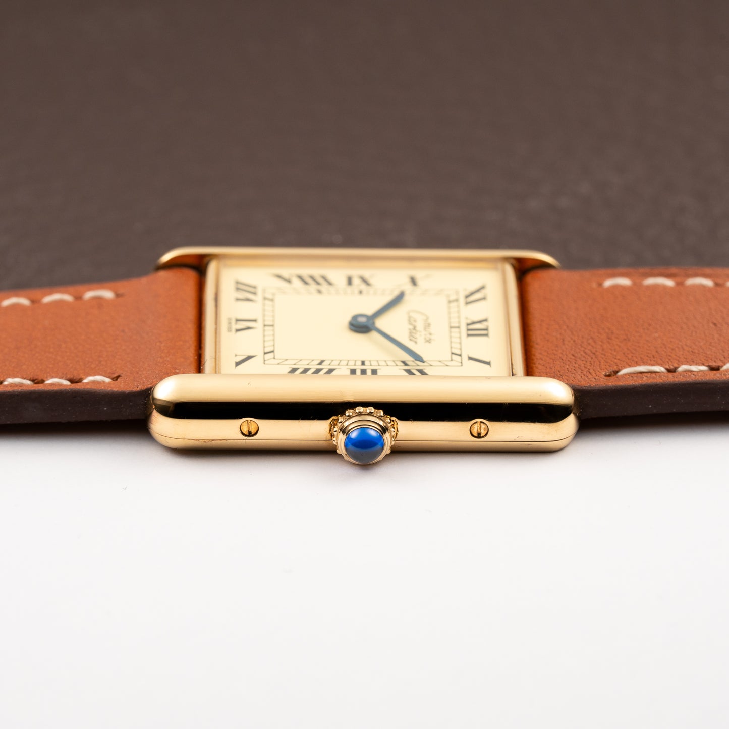 Cartier Tank Must de Vermeil Classic Roman Lemon Dial Ref 590005 from 1990s