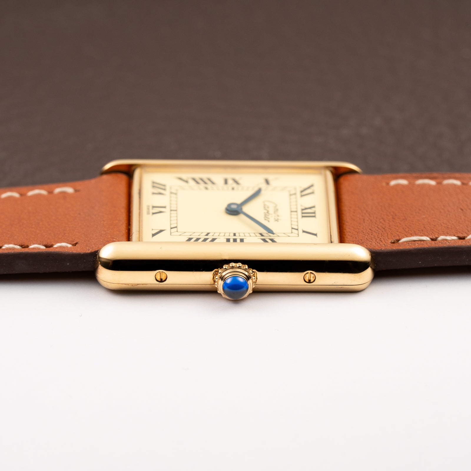 Cartier Tank Must de Vermeil Classic Roman Lemon Dial Ref 590005 from 1990s