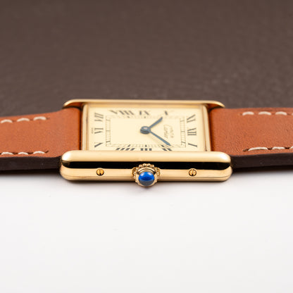 Cartier Tank Must de Vermeil Classic Roman Lemon Dial Ref 590005 from 1990s