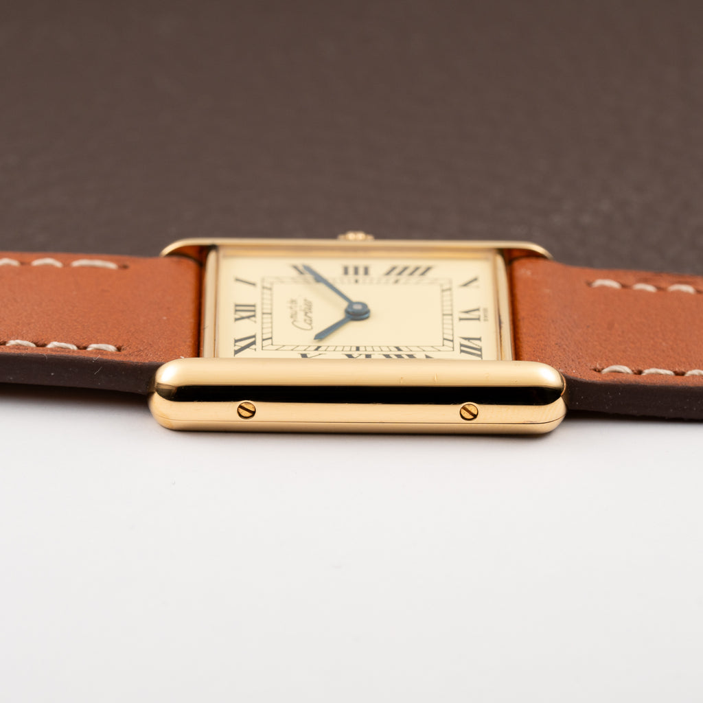 Cartier Tank Must de Vermeil Classic Roman Lemon Dial Ref 590005 from 1990s