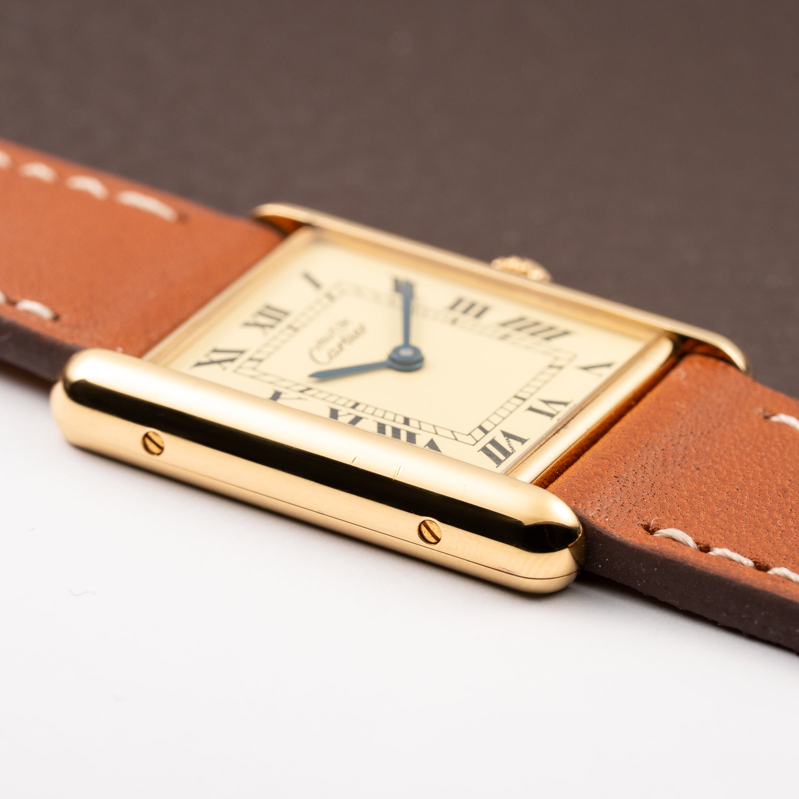 Cartier Tank Must de Vermeil Classic Roman Lemon Dial Ref 590005 from 1990s