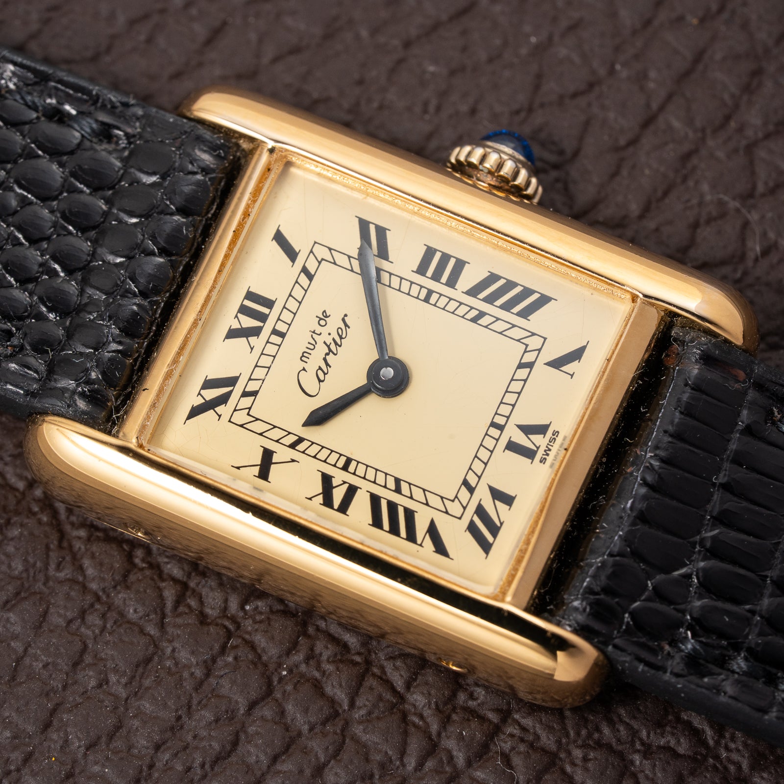 Cartier Tank Must de Roman Lemon Dial Vermeil PM 1980s