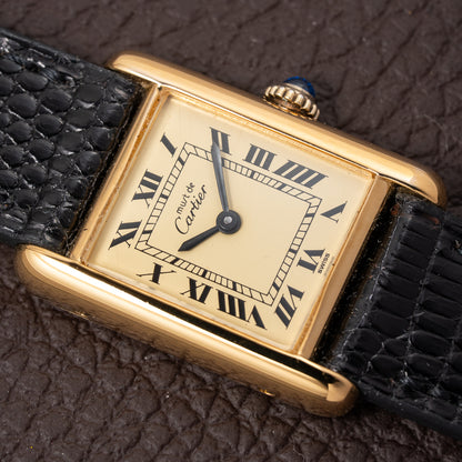 Cartier Tank Must de Roman Lemon Dial Vermeil PM 1980s