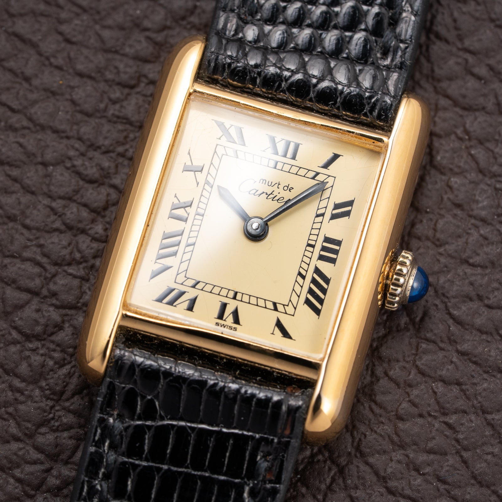 Cartier Tank Must de Roman Lemon Dial Vermeil PM 1980s