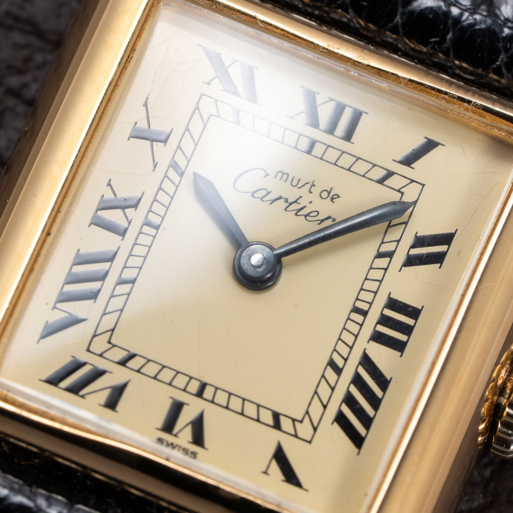 Cartier Tank Must de Roman Lemon Dial Vermeil PM 1980s
