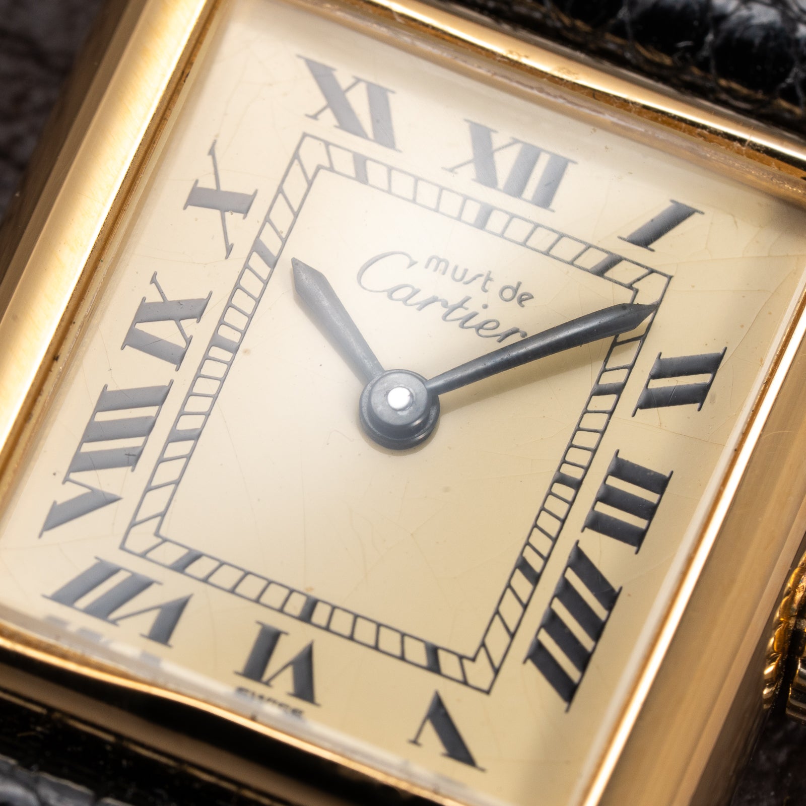 Cartier Tank Must de Roman Lemon Dial Vermeil PM 1980s