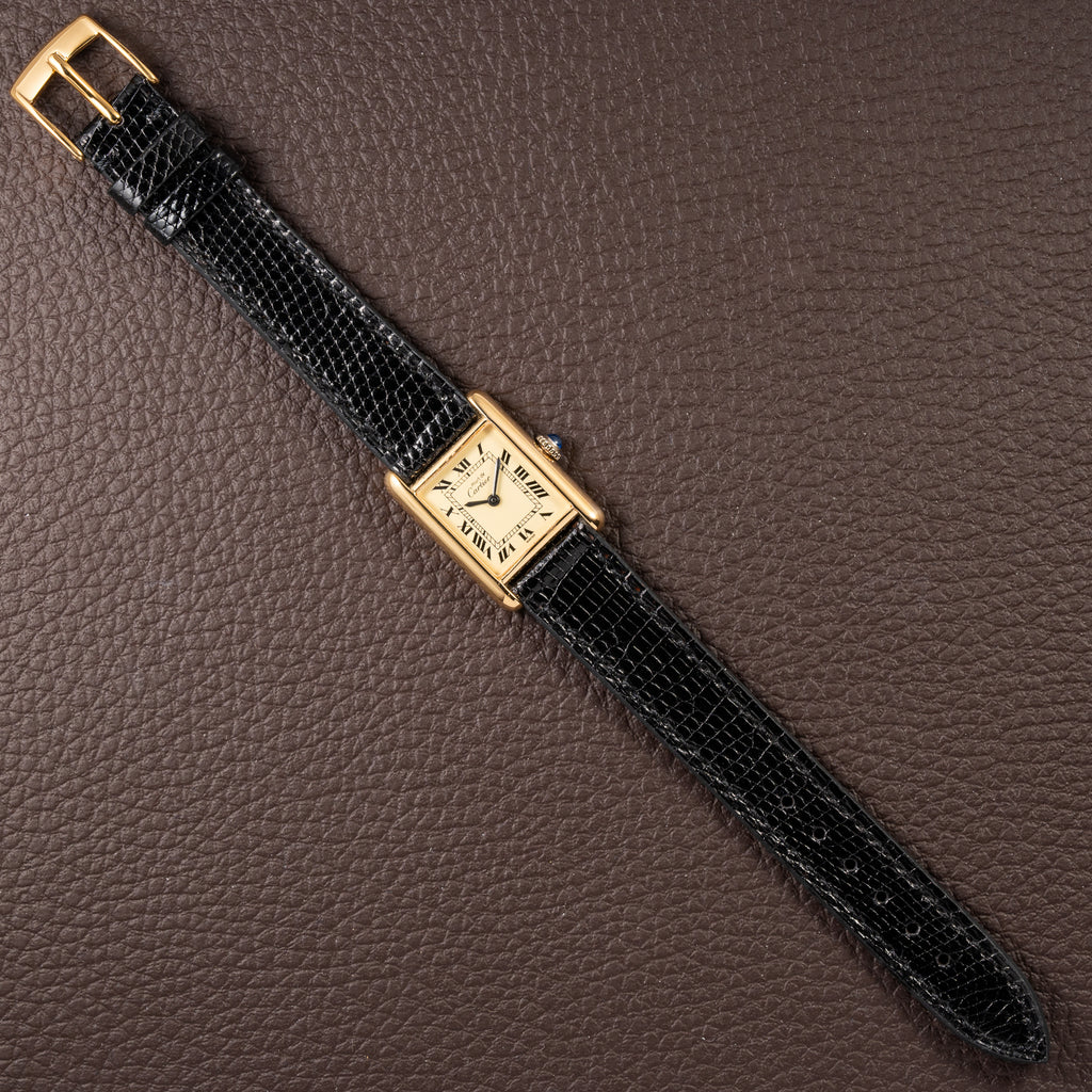Cartier Tank Must de Roman Lemon Dial Vermeil PM 1980s
