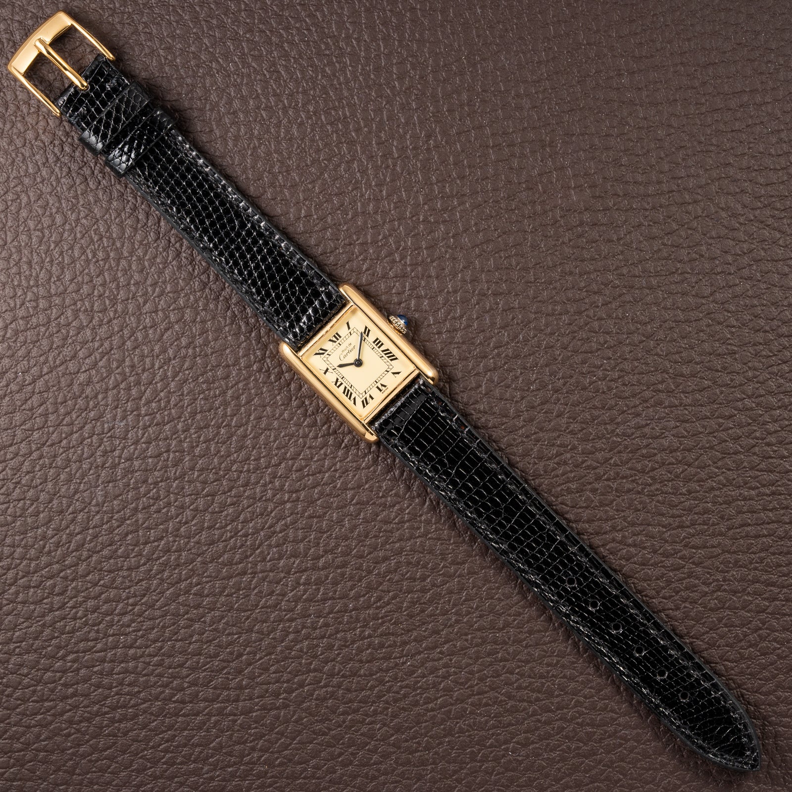 Cartier Tank Must de Roman Lemon Dial Vermeil PM 1980s