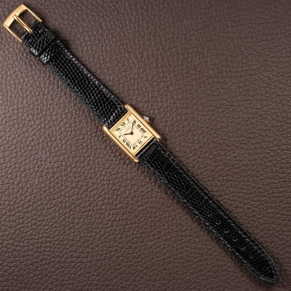 Cartier Tank Must de Roman Lemon Dial Vermeil PM 1980s