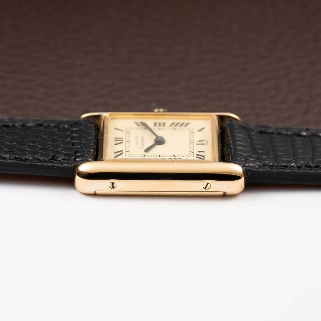 Cartier Tank Must de Roman Lemon Dial Vermeil PM 1980s