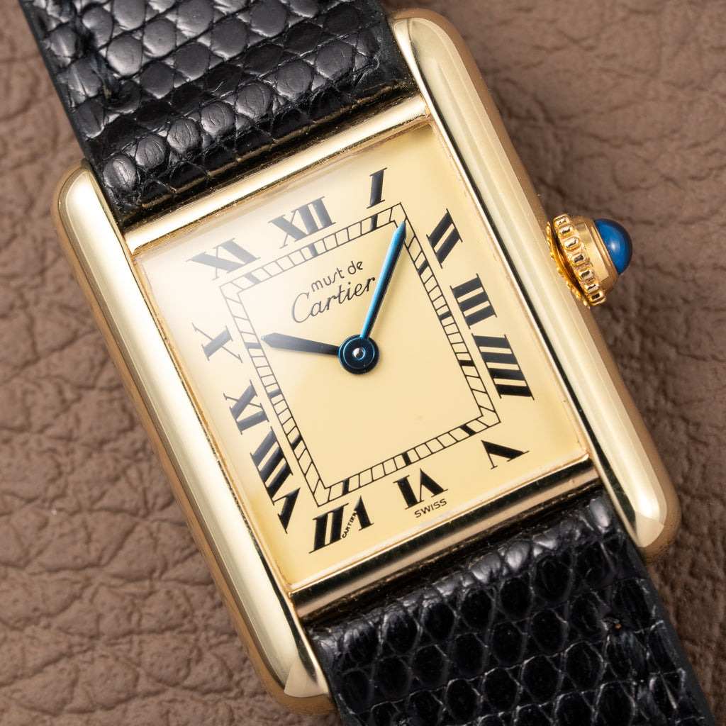 Cartier Tank Must de Lemon Roman Dial Vermeil PM Vermeil Ref 5057001 from 1990s