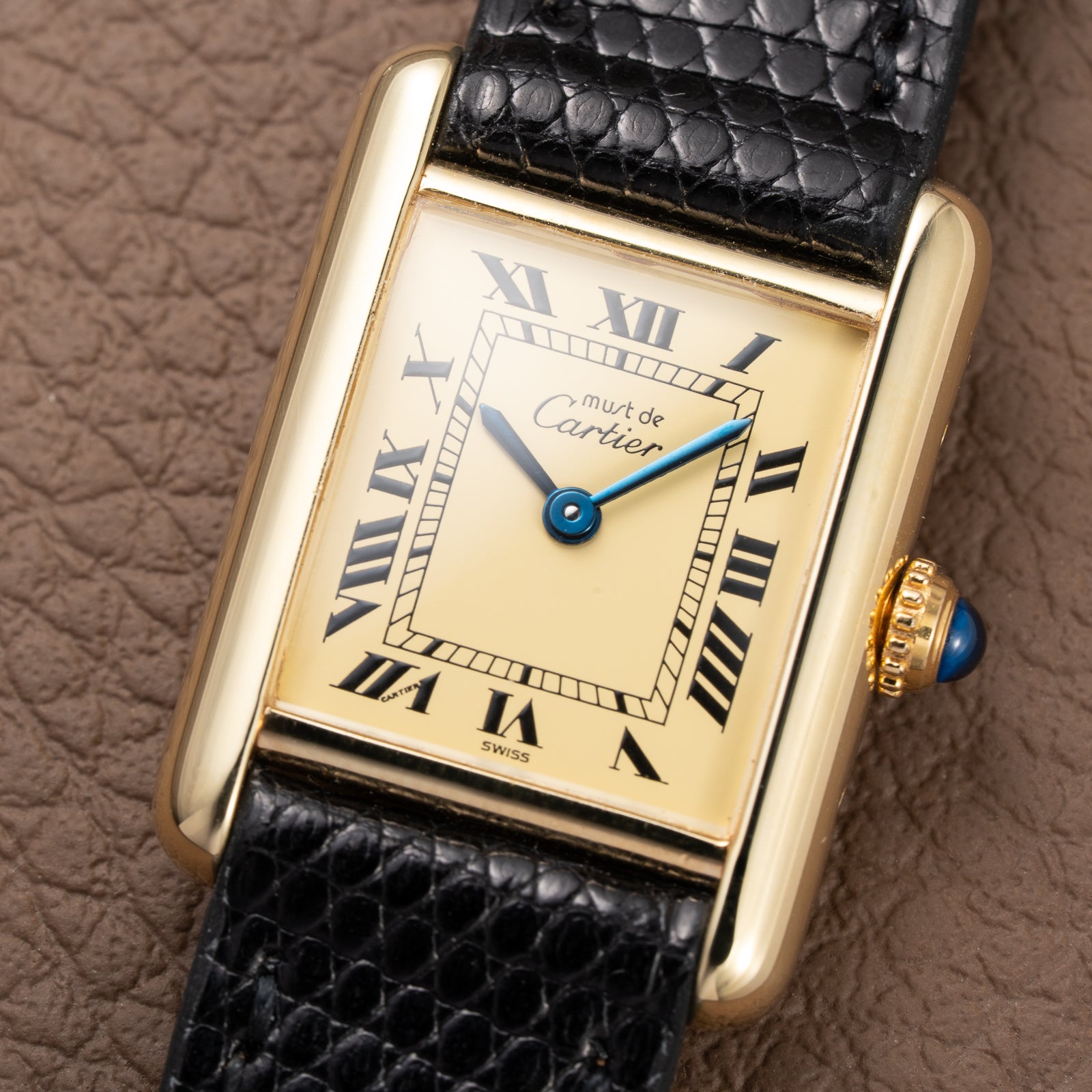Cartier Tank Must de Lemon Roman Dial Vermeil PM Vermeil Ref 5057001 from 1990s