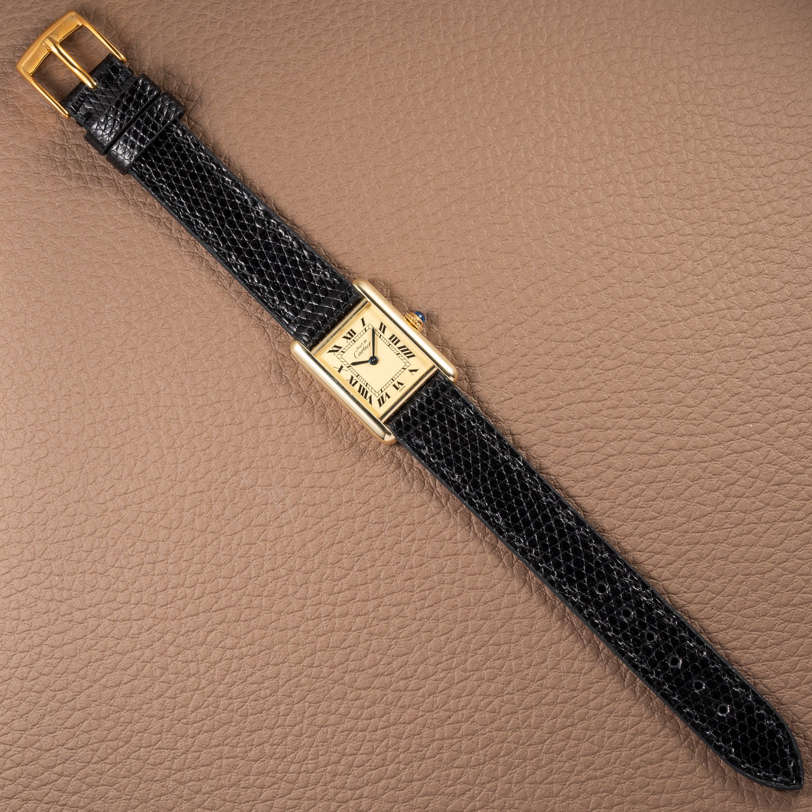 Cartier Tank Must de Lemon Roman Dial Vermeil PM Vermeil Ref 5057001 from 1990s