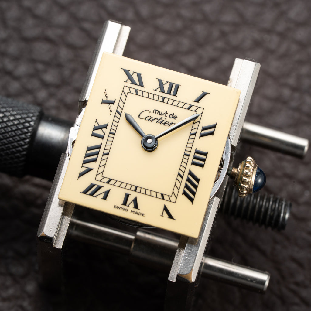 Cartier Tank Must de Roman Lemon Dial Vermeil PM from 1980s