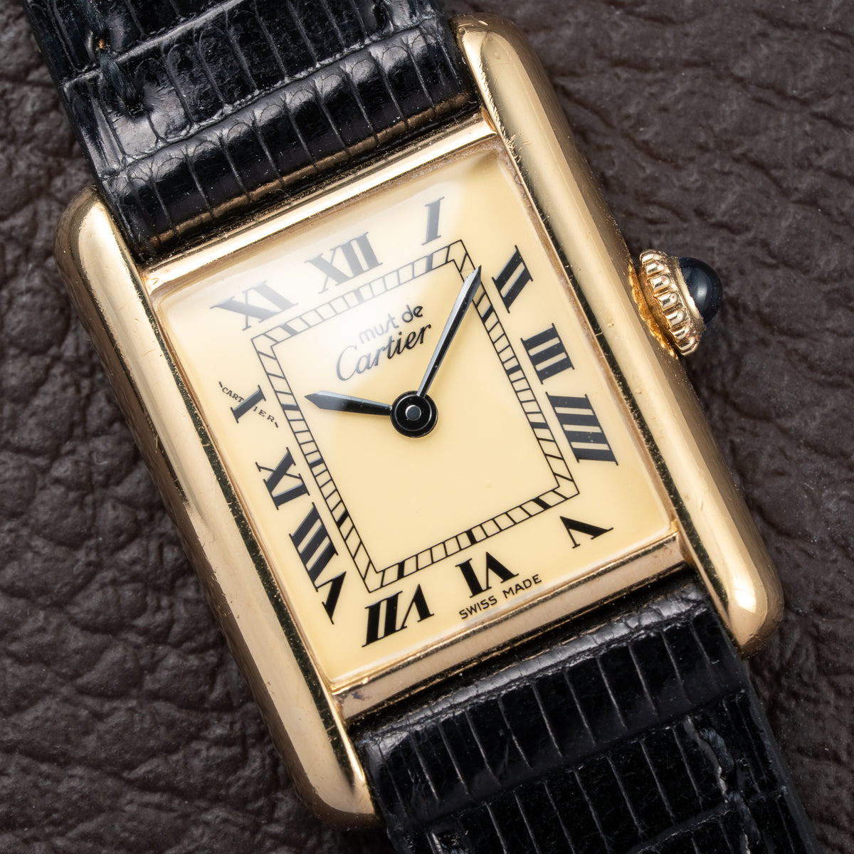 Cartier Tank Must de Roman Lemon Dial Vermeil PM from 1980s