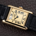 Cartier Tank Must de Roman Lemon Dial Vermeil PM from 1980s