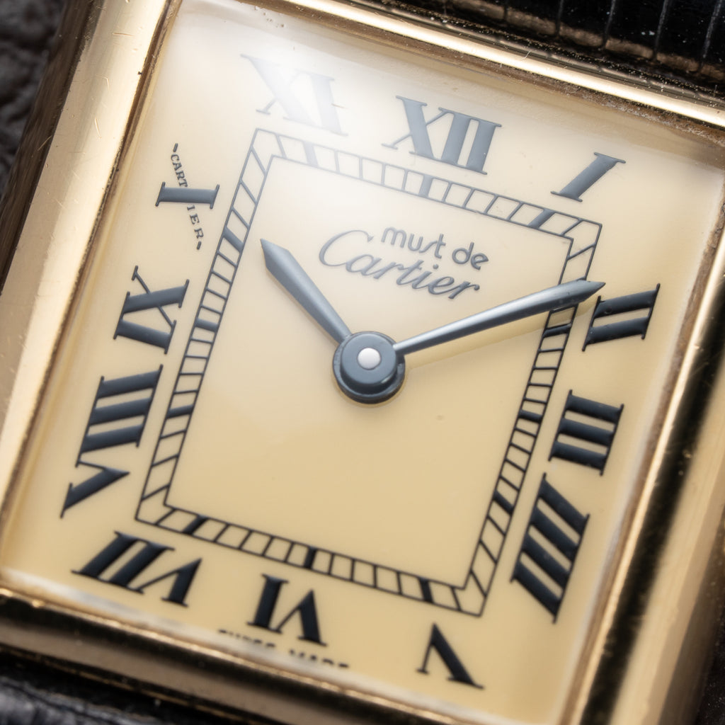 Cartier Tank Must de Roman Lemon Dial Vermeil PM from 1980s