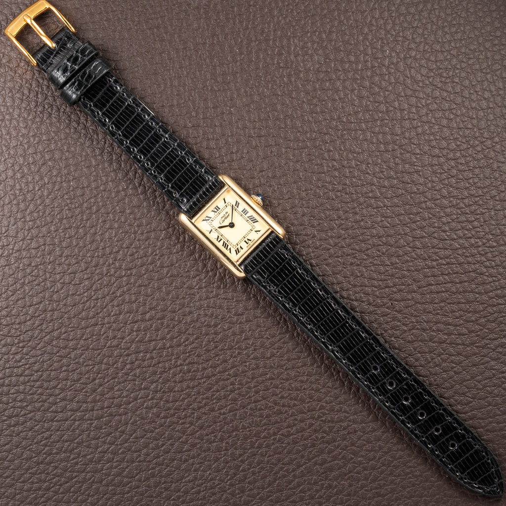 Cartier Tank Must de Roman Lemon Dial Vermeil PM from 1980s
