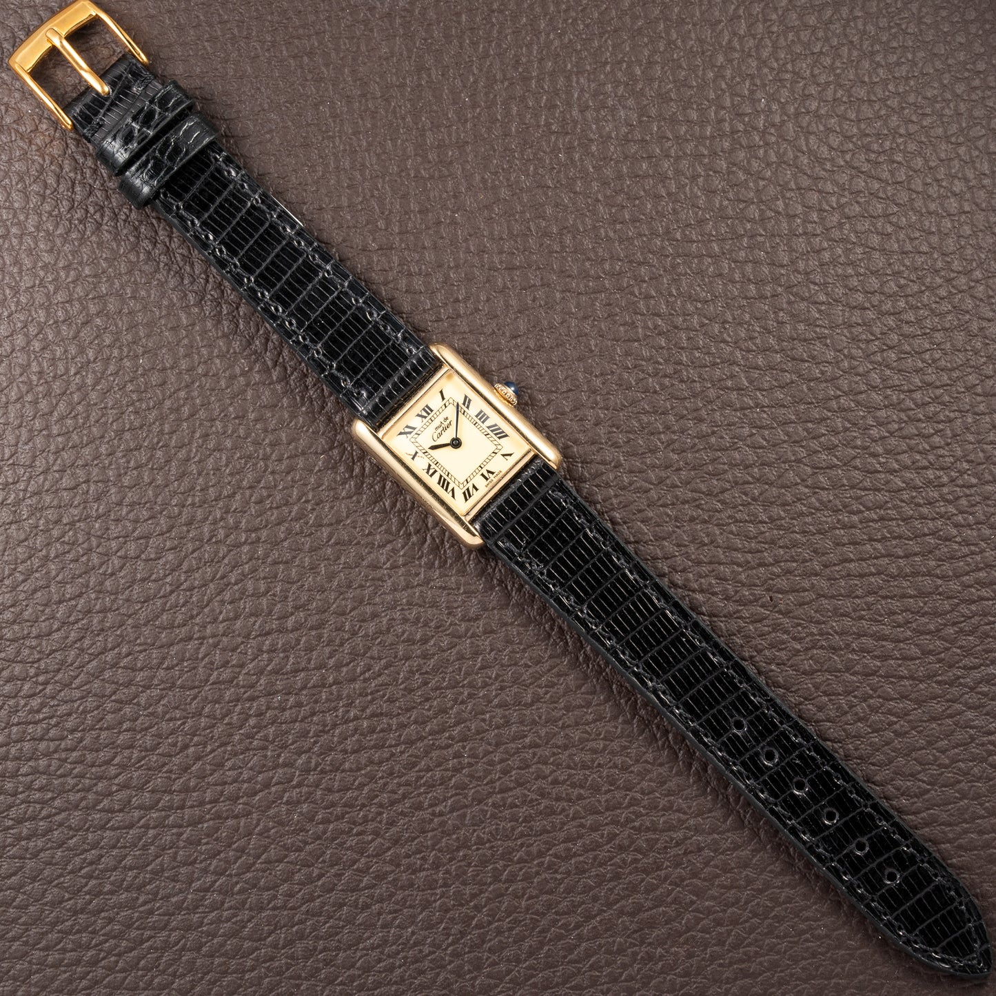 Cartier Tank Must de Roman Lemon Dial Vermeil PM from 1980s