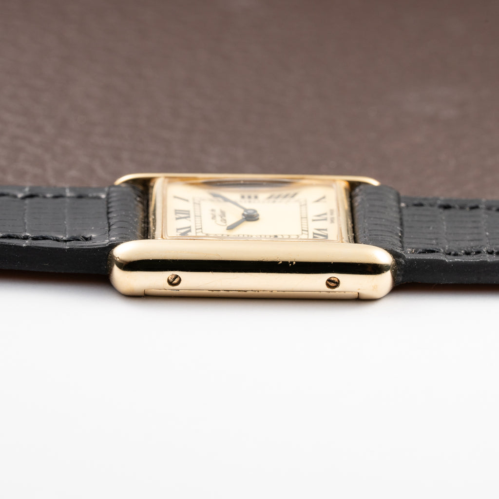 Cartier Tank Must de Roman Lemon Dial Vermeil PM from 1980s