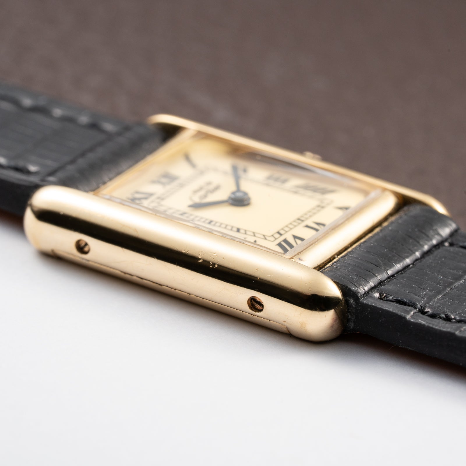 Cartier Tank Must de Roman Lemon Dial Vermeil PM from 1980s