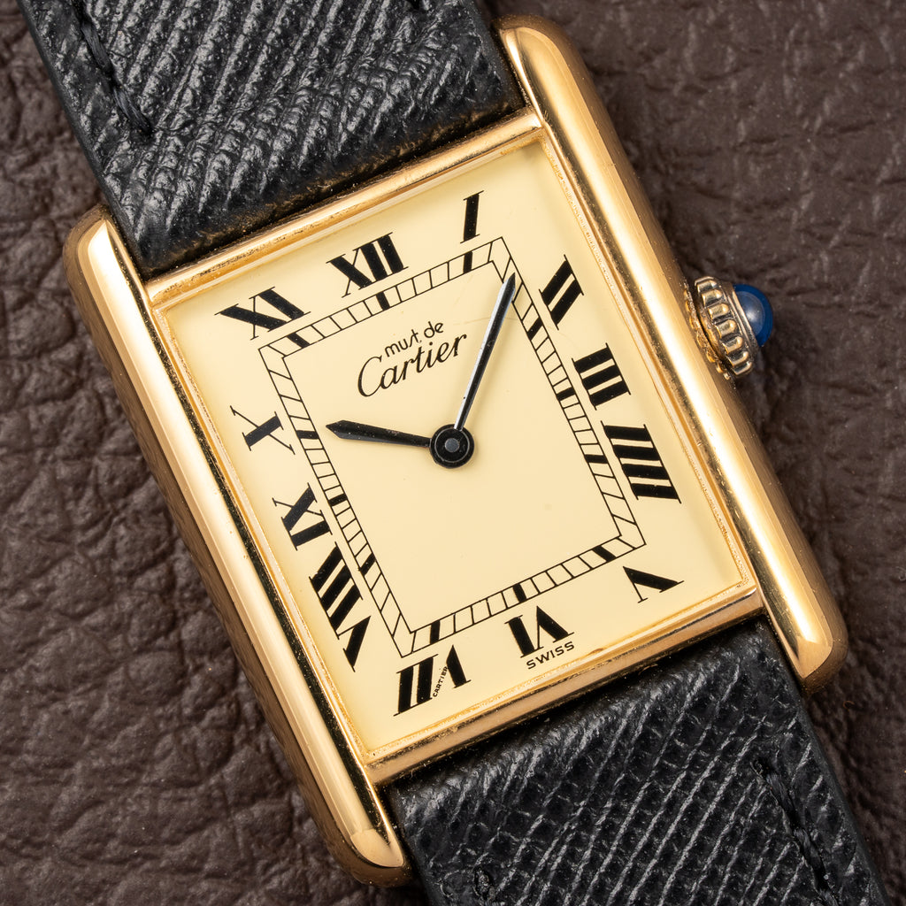 Cartier Tank Must de Vermeil Lemon Roman GM from 1980s