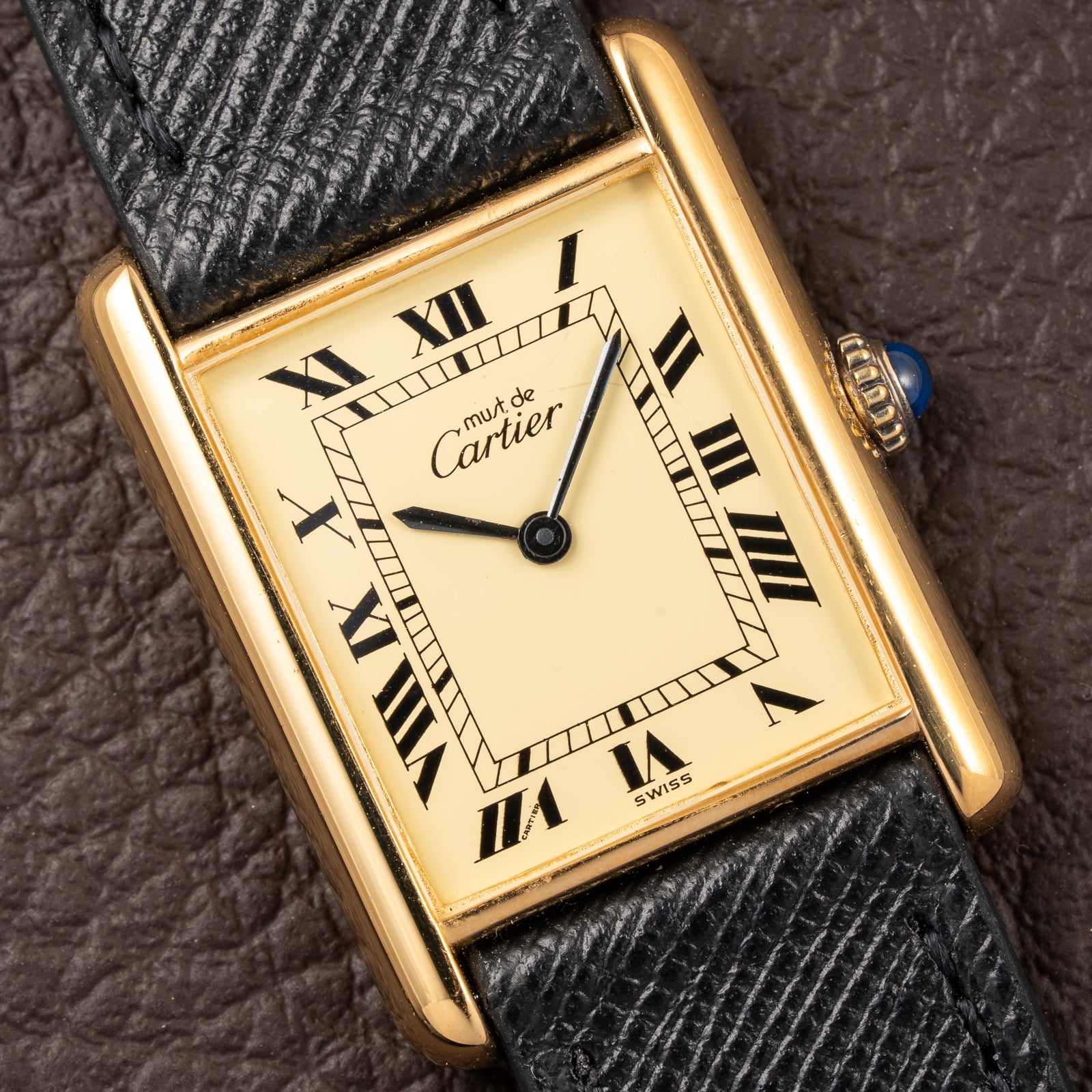 Cartier Tank Must de Vermeil Lemon Roman GM from 1980s