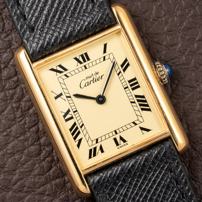 Cartier Tank Must de Vermeil Lemon Roman GM from 1980s