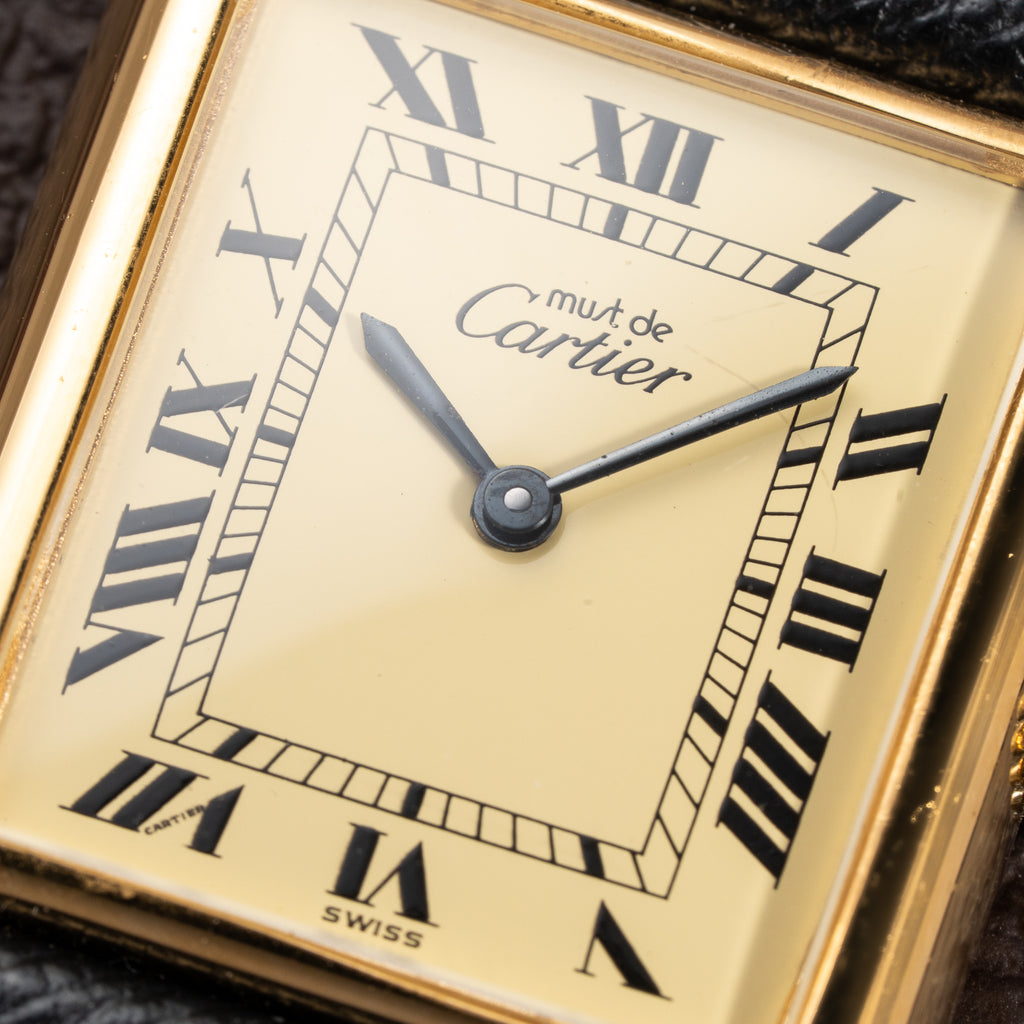 Cartier Tank Must de Vermeil Lemon Roman GM from 1980s