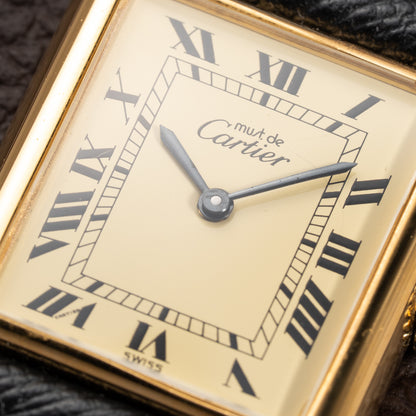 Cartier Tank Must de Vermeil Lemon Roman GM from 1980s
